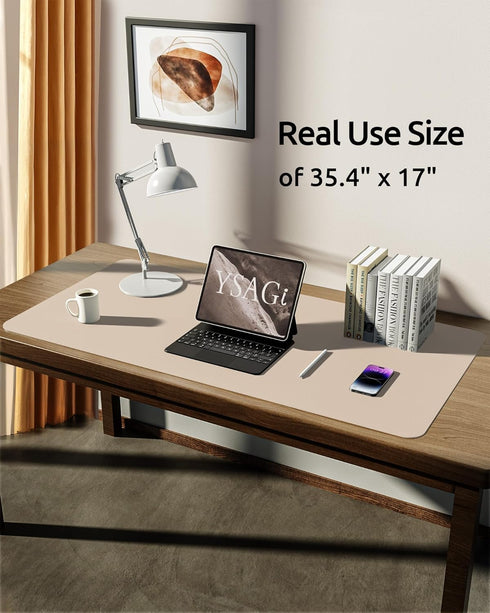 YSAGi Leather Desk Pad Protector, Office Desk Mat, Large Mouse Pad, Non-Slip PU Leather Desk Blotter, Laptop Desk Pad, Waterproof Desk Writing Pad...