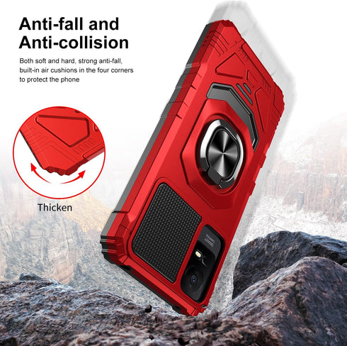 for TCL ION X Case,TCL ION V Phone Case with Tempered Glass Screen Protector,Military Grade Heavy Duty Shockproof Protective Cover,with Ring Kicks...