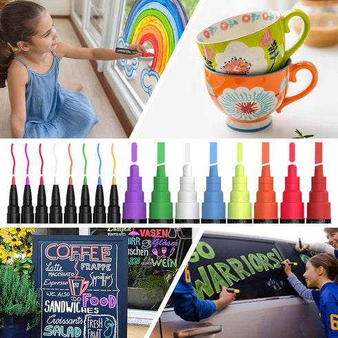 Lenski Chalk Markers, Art Supplies for Kids, 16 Chalkboard Markers, Washable Markers, Liquid Chalk Markers for Glass, Chalk Markers for Chalkboard...