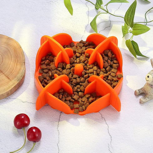 Slow Feeder Insert,Dog Bolw Slow Down Eating Cutable Slow Feeder Silicon Rubber Insert for Dog Bowl for Dog/Cat/Puppy (Large, Orange)...