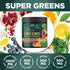 Super Greens Powder Smoothie Mix - Green Whole Food Blend Supports Energy & Gut Health with Spirulina, Chlorella, Mushrooms, Vegetables, Digestive...