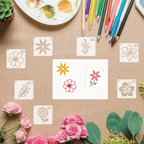 70pcs Small Flower Stencils for Painting on Wood Tiny Nature Leaf Stencils and Patterns Leaves Vine Stencil Floral Template Paint Stencils on Art ...