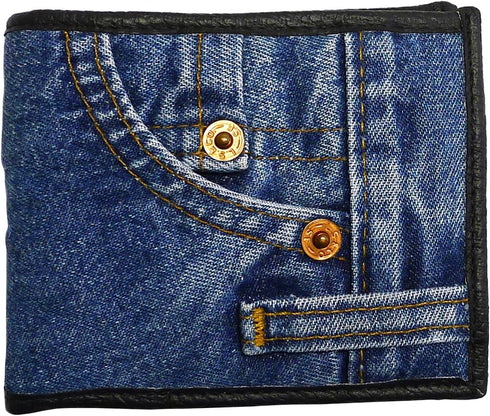Unisex Blue Denim Small Billfold Purse Wallet...
