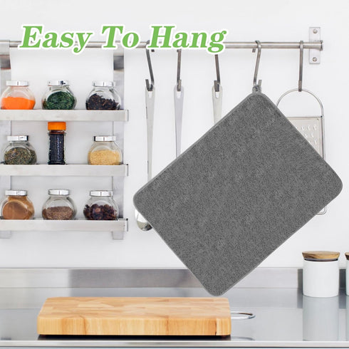 2 Pack Microfiber Dish Drying Mat,24*17 Inch Absorbent Dish Drainer Kitchen Counter,Large Drying Pad for Countertop, Rack and Under Sink(Gray)...