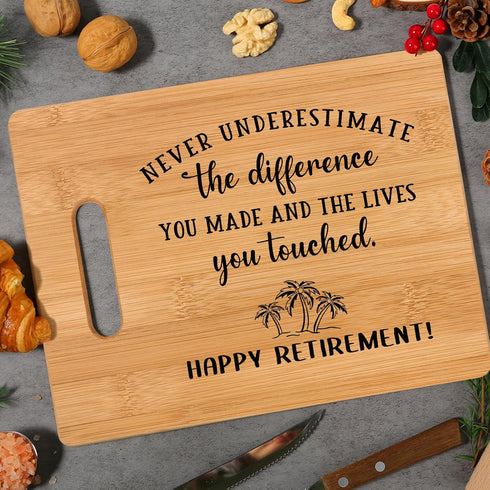 Retirement Gifts for Women Men, Happy Retirement Bamboo Cutting Board with Warm Words - Best Retirement Gifts for Coworker Friend Mom Grandma Dad ...