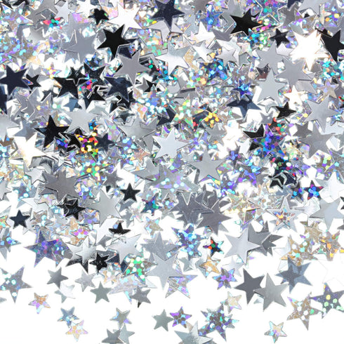 Hestya 60g Star Confetti Glitter Table Confetti Metallic Foil Stars for Party Wedding Festival Decorations(Silver Set,10mm and 6mm)...