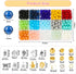 8mm Glass Beads for Jewelry Making, 15 Colors Crystal Round Gemstone Stone Beads, 375 Pcs DIY Craft Bead Bracelet Making Kit with 12 Styles Access...