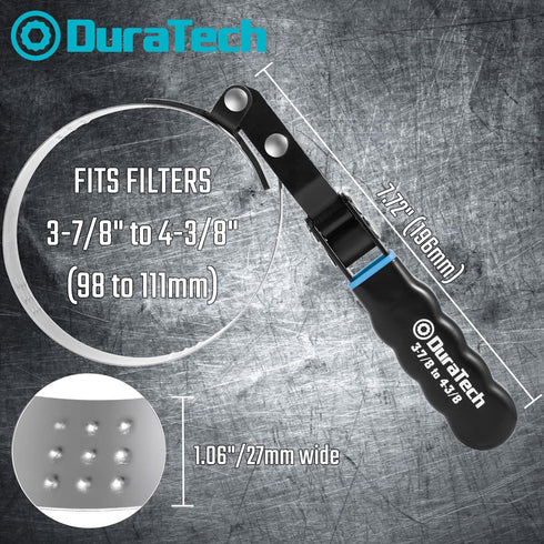DURATECH Large Swivel Oil Filter Wrench, Oil Filter Removal Tool, Fits Filters 3-7/8"-4-3/8", Perfect for Car Repair Tools...