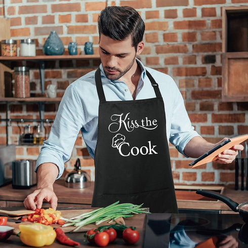 Xornis 100% Cotton Funny Apron with 2 Pockets for Men Women BBQ Grilling Adjustable Bib Black Aprons Gifts Cooking Kitchen...