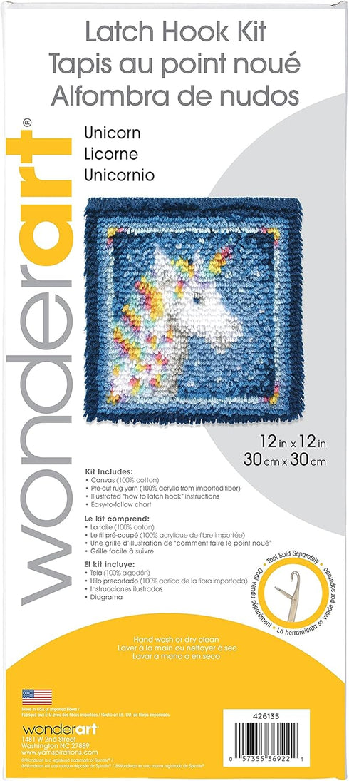 Wonderart Latch-Hook Kit, Unicorn, 12" X 12"...