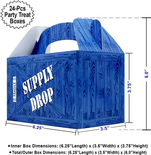 AnapoliZ Supply Drop Favor Box | 24 Count Party Treat Boxes | Battle Gamers Goodie Loot Drop Box | Blue Crate Party Supplies Gamer Decorations...