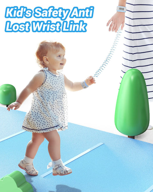 Dr.meter Kids Leash for Toddler, Reflective Anti Lost Wrist Link with Key & Lock, 8.2ft Safety Wristband Child Walking Harness for Supermarket Mal...