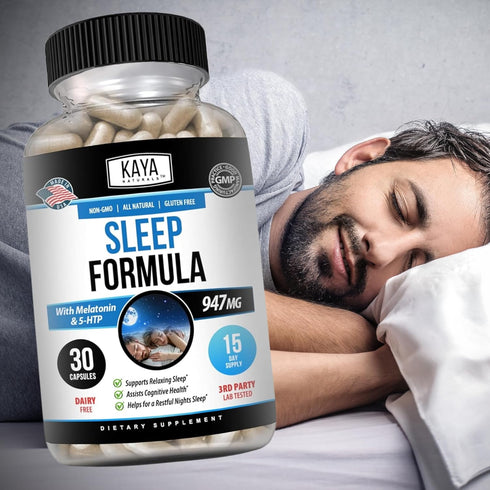 Kaya Naturals - Sleep Support Formula with Melatonin - Aid Support Vitamin Supplement - Sleep Stress and Mood Support - L-Tryptophan, Passion Flow...