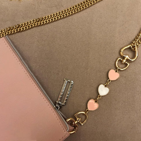 2Pcs Purse Chain Strap Extende, DIY Flat Chain Strap Handle Bag Accessories Replacement Womens Accessory Bag Chain Straps Heart Shape...