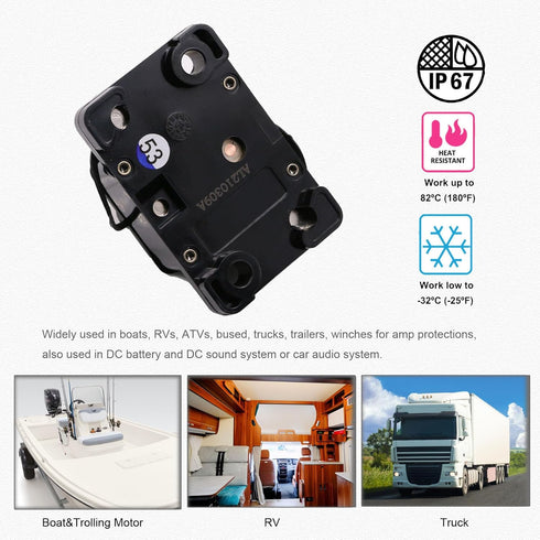 E9 60 Amp Circuit Breakers with Manual Reset | Waterproof IP67 Protection | UL Certified | 12V - 72V DC 60A...