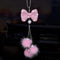 Wisdompro Bling Car Rear View Mirror Hanging Accessories for Women, Rhinestone Diamond Bowknot, Imitation Pearl and Pink Plush Ball Car Rearview M...
