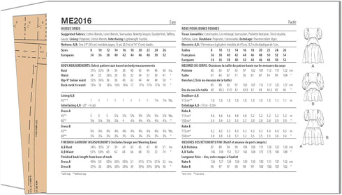 Know Me Misses' Dress Sewing Pattern Packet by Beaute' J'Adore, Design Code ME2016, Sizes 18-20-22-24-26...
