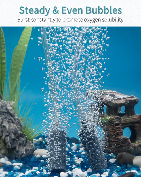Pawfly Aquarium Air Stone Bubbler 2 Inch Cylindrical Bubble Release Tool Oxygen Diffuser for Air Pump Fish Tank Bucket Small Pond and DWC Reservoi...