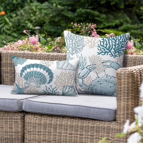 NIGHTWISH Outdoor Pillow Covers 18x18 Set of 4 Waterproof Outdoor Decorative Throw Pillow Covers Blue Ocean Sofa Couch Cushion Cases for Patio Fur...