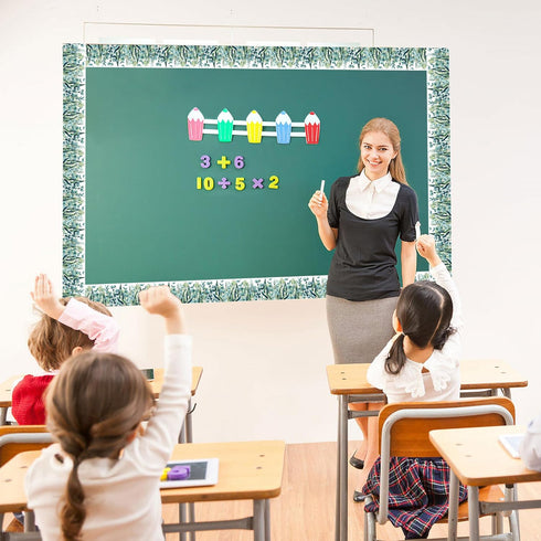 49.2 Ft Eucalyptus Bulletin Board Border, Self-Adhesive Eucalyptus Bulletin Board Border Trim for Back to School Classroom Home Office Wall Theme ...