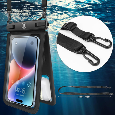 Double Space Waterproof Phone Pouch Case Compatible for Samsung Galaxy S24 S23 S22 S21 S20 S10 Note 20/10/9 up to 7", Cellphone Case Dry Bag Vacat...
