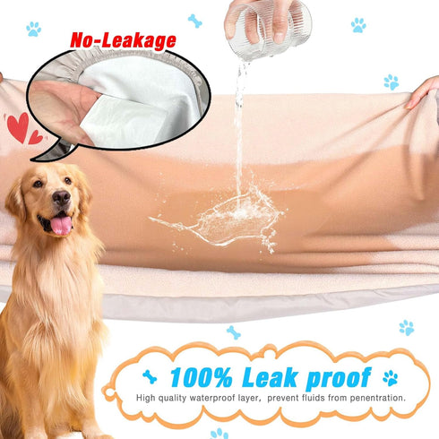 Dog Bed Covers Replacement Washable 2 Pack, 100% Waterproof Dog Bed Cover Soft Noiseless Dog Bed Sheets 50% Increase Durability, Beige 30 x 20 inc...