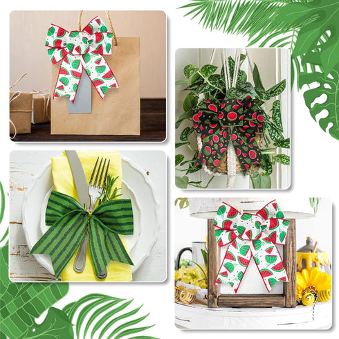 Watermelon Wired Edge Ribbon 30 Yards Summer Fruit Craft Fabric Ribbon Watermelon Theme Decorative Wrapping Ribbon for Wreath Bow Making DIY Craft...