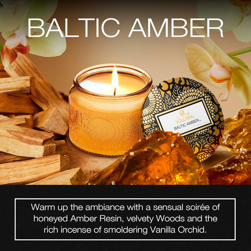 Voluspa Baltic Amber, Petite Candle Jar, 3.2 Ounce, 25 Hour Burn Time, Coconut Wax for Clean Burning, Handcrafted in the USA...