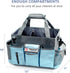 Grey-Blue Cleaning Caddy, Oxford Polyester, Adjustable 5 Compartments, Padded Carry Handle, Waterproof Interior, Ideal for Housekeeping and Cleani...