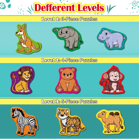 Wild Animal Puzzles for Kids Aged 3+,Shaped Puzzles for Beginners,3 Year Old Montessori Toys,Educational Activity for Toddlers,Preschool Learning ...