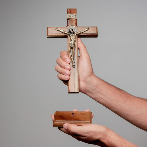 Intercession Wall and Table Wood Cross Crucifix (10 inches - Antique Gold)...