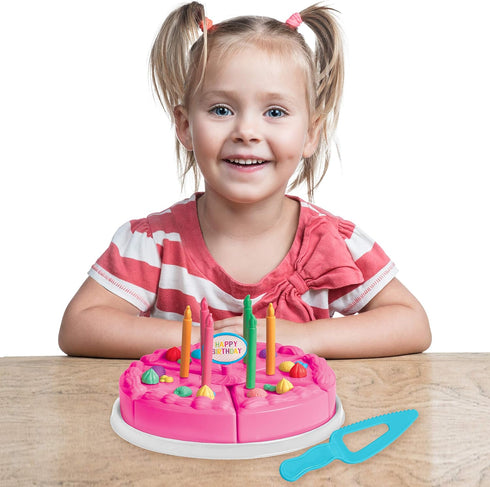 Birthday Party Playset, Pretend Play Birthday Cake, Happy Birthday Play Set with Cake, Candles, Cake Decorations, Dessert Kitchen Toys, Play Kitch...