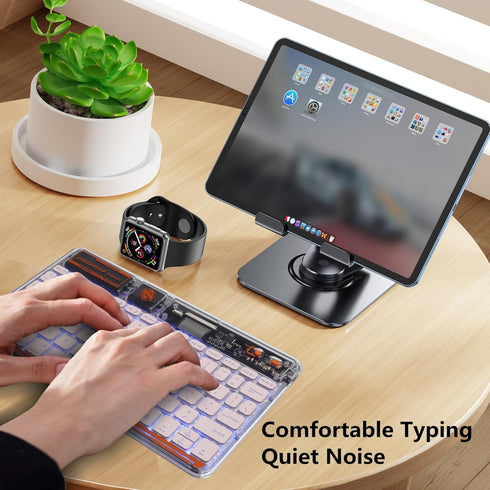 Slim Portable Wireless Bluetooth Keyboard,10 inch 7 Colors Backlit Rechargeable Keyboard for Android Tablet Cell Phone Smartphone iPad iOS Windows...