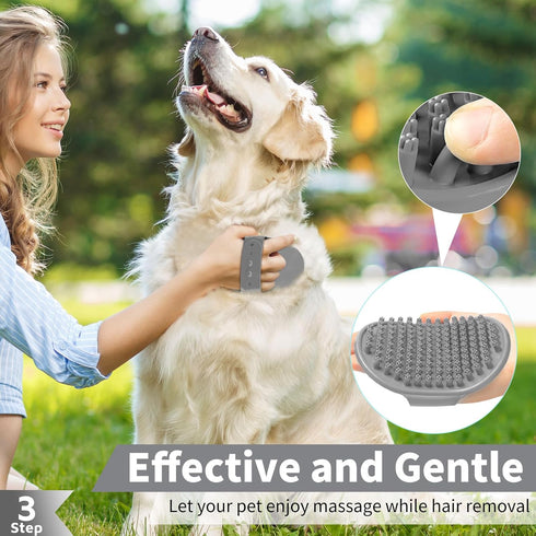 3PCS Dog Bath Brush | Dog Shampoo Brush | Dog Scrubber for Bath | Dog Bath Brush Scrubber | Dog Shower/Washing Brush with Adjustable Ring Handle f...