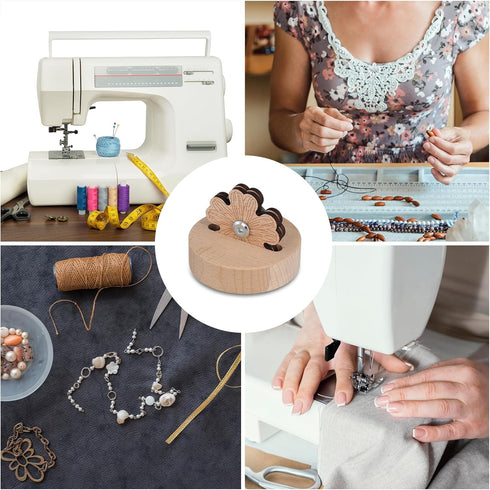 Quilting Thread Cutter, Flower Daisy Thread Snip Cutter Tabletop Yarn Cutter Wood Carving Thread Cutter with Blade Saver and Stand Thread Cutting ...