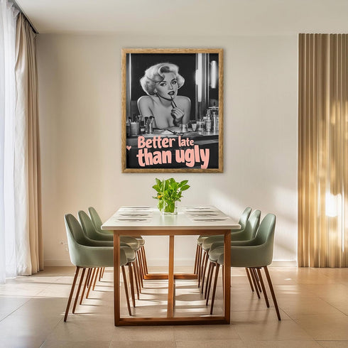 Posterizer 1 pcs-better late than ugly-retro modern Marilyn Monroe poster-Inspirational Women's Art-Retro Art-Living Room Bedroom Decor- unframed ...