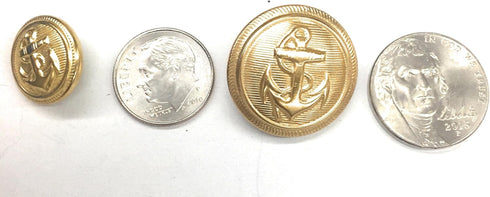 Gold Anchor Crest Buttons Set for ,Blazer, Uniform, Military , Dress ,Coats and Sport Coats (5 pc. 7/8'' & 8 pc. 5/8'' Gold Anchor)...
