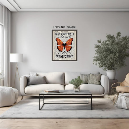Posterizer 1 pcs-Butterfly Print-Don't be Conformed, be Transformed-Motivational Inspirational Art for Animal Lovers-Gift for book lovers-Living ...