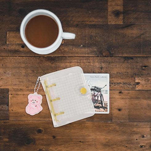 Mini Loose Leaf Notebooks Mini 3 Ring Binders Mini Transparent Clear PVC Binders with Snap Button for Note Taking Office Supplies...