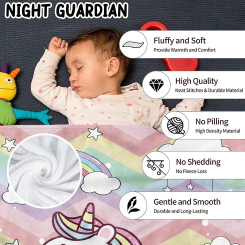 Baby Throw Blanket for Girls, Soft Cozy Cute Fantasy Horse Plush Flannel Crib Blanket for Nursery, 32 x 48 Inch Rainbow Cartoon Fleece Fuzzy Blank...