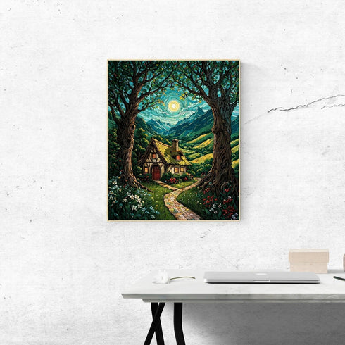 ldazao Landscape Paint by Numbers Kit for Adults Beginner Moon Forest Adult Paint by Number Kits On Canvas Adults' Paint-by-Number Kits DIY Oil Pa...