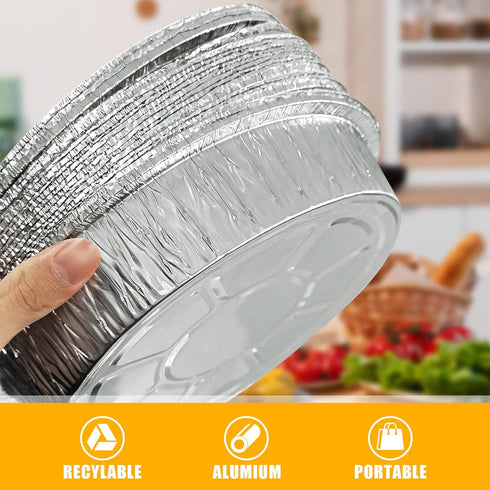9 Inch Disposable Pie Pans, 15pc Aluminum Foil Pie Tins, Aluminum Foil Pans for Tart Baking, Storing, Serving & Reheating - Standard Size...