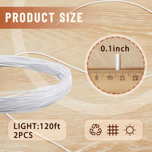 Kigley 2 Bundles 120 ft Wicker Repair Kit Round Synthetic Rattan Weaving Material White Plastic Wicker Repair Supplies Replacement Basket Weaving ...