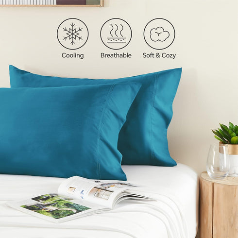 BEDELITE Pillow Cases Queen Size Set of 2, Rayon Derived from Bamboo, Cooling Pillow Cases for Hot Sleepers & Night Sweats, Breathable and Silky S...