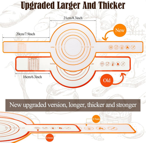 Upgrade Silicone Bread Sling for Dutch Oven, Non-Stick & Easy Clean Reusable Silicone Bread 8.3 Inch Baking Mat 7.9 Inch Extended Long Handle with...