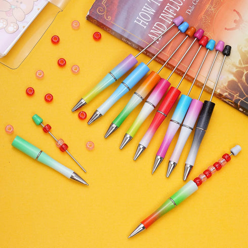 50Pcs Plastic Beadable Pens Bead Pen Ballpoint Pens Black Ink Diy Pens Cute Cool Pens for Teacher Students Journaling Graduation Bridal Gift Offic...