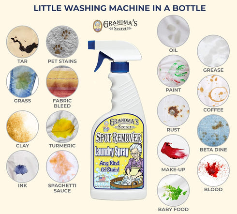 Grandma's Secret Spot Remover Laundry Spray - Chlorine, Bleach and Toxin-Free Stain Remover - Stain Remover for Clothes - Fabric Stain Remover Rem...