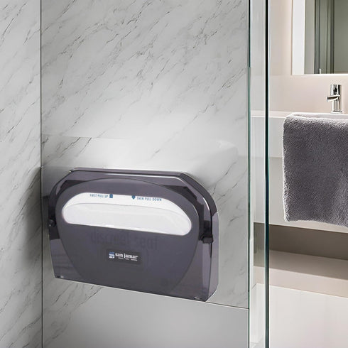 San Jamar TS510TBK Toilet Seat Cover Dispenser, Black Pearl...