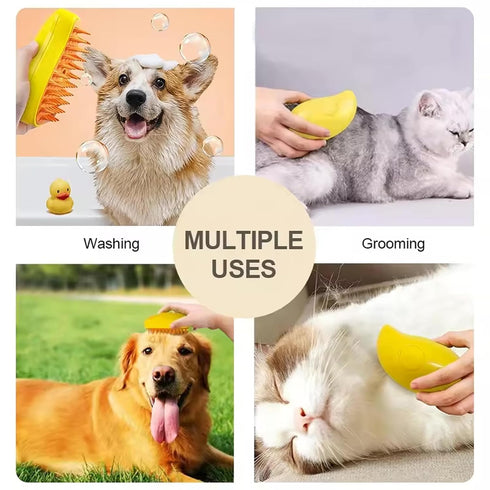 Cat Steam Brush - 3 in 1 Silicone Massage Grooming Brush, Pet Hair Cleaning Brush Comb for Cats and Dogs, Removes Tangles and Loose Hair (Green)...