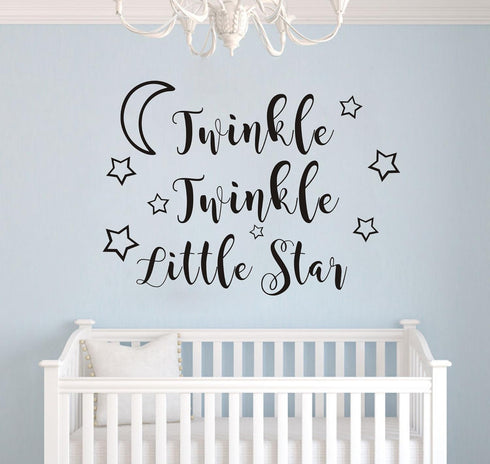 Twinkle Twinkle Little Star Wall Decal Art Vinyl Sticker for Kids Baby Boy Girl's Room Decoration Nursery Bedroom Home Decor YMX29 (Black, 57x42cm...